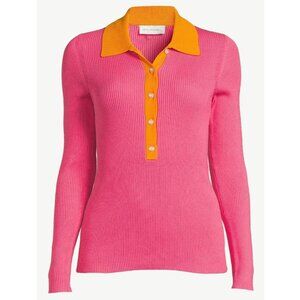 NWT Free Assembly Women's Size Small Long Sleeve Polo Sweater, Lightweight.